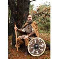 Viking Round Shield “VEGVÍSIR” in Wood – with Wayfinder Symbol and Rawhide Rim