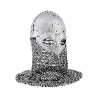 Vendelhelm mit Kettenbrünne – Wikinger Brillenhelm aus 1,2 mm Stahl