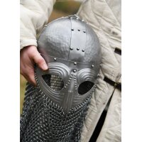 Vendelhelm mit Kettenbrünne – Wikinger Brillenhelm aus 1,2 mm Stahl