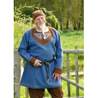 Wikinger Wolltunika Esben, blau-braun