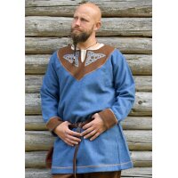 Wikinger Wolltunika Esben, blau-braun