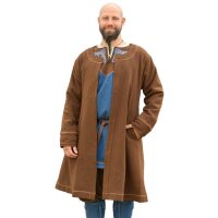 Gefütterter Wikinger Mantel Lennes, Diamantköper, Wolle, braun