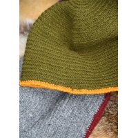Crocheted Wool Cap, Green-Yellow