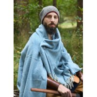 Crocheted Wool Cap, Grey-Burgundy