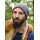 Crocheted Wool Cap, Grey-Burgundy