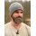 Crocheted Wool Cap, Grey-Burgundy