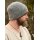 Crocheted Wool Cap, Grey-Burgundy