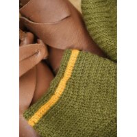 Wollsocken, gehäkelt, grün-gelb