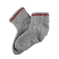 Wollsocken, gehäkelt, grau-weinrot