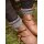 Wollsocken, gehäkelt, grau-weinrot