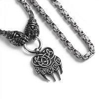 Viking Necklace Bjarnulf Silver – Bear Claw with Byzantine Chain