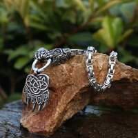 Viking Necklace Bjarnulf Silver – Bear Claw with Byzantine Chain