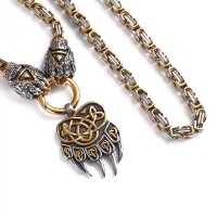 Viking Necklace Bjarnulf Silver-Gold – Bear Claw...