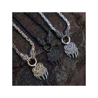 Viking Necklace Bjarnulf Black – Bear Claw with Byzantine Chain