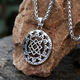 Sonnenrad Halskette Solvar – Nordisches Sonnen Symbol mit Kette