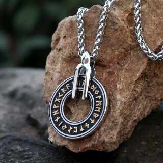 Viking Rune Necklace “Einar” – Rotating Rune Ring Pendant