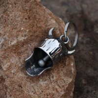 Wikinger Totenkopf Glocken Schlüsselanhänger „Valbrandr“ – Nordischer Kriegerhelm aus Edelstahl
