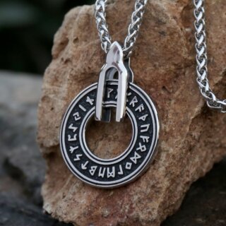 Rune Ring Pendant “Eitrhringr” with Braided Stainless Steel Chain