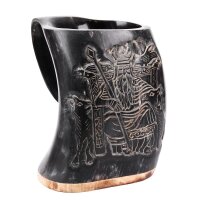 Hornbecher mit Holzboden und Odin-Motiv