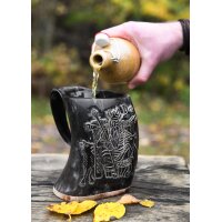 Hornbecher mit Holzboden und Odin-Motiv