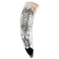 Viking Drinking Horn with Raven Knotwork Motif