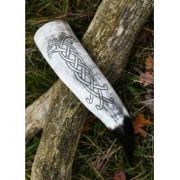 Viking Drinking Horn with Raven Knotwork Motif