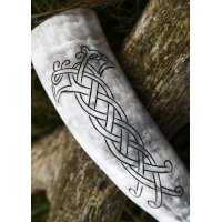 Viking Drinking Horn with Raven Knotwork Motif