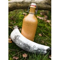 Viking Drinking Horn with Raven Knotwork Motif