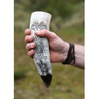 Viking Drinking Horn with Raven Knotwork Motif