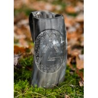 Hornbecher mit Holzboden und Valknut-Motiv Nr. 2