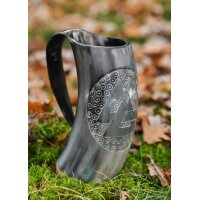 Hornbecher mit Holzboden und Valknut-Motiv Nr. 2