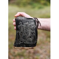 Hornbecher mit Holzboden und Valknut-Motiv Nr. 2