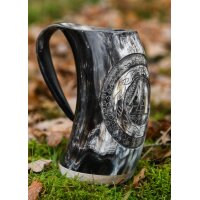 Hornbecher mit Holzboden und Valknut-Motiv Nr. 1