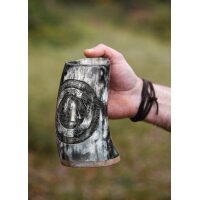 Hornbecher mit Holzboden und Valknut-Motiv Nr. 1