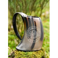 Hornbecher aus echtem Horn mit Sleipnir-Motiv