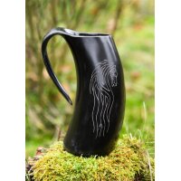 Hornbecher aus echtem Horn mit Horse Lords-Motiv