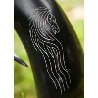 Hornbecher aus echtem Horn mit Horse Lords-Motiv