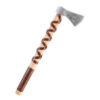 Cast Viking Axe Type L with Engraving and Leather Wrapping