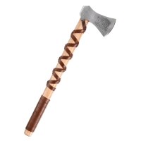 Cast Viking Axe Type H with Engraving and Leather Wrapping