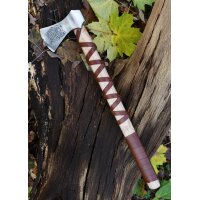 Cast Viking Axe Type H with Engraving and Leather Wrapping