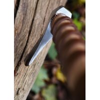 Wikinger-Axt aus Stahl, gegossen, Typ H, mit Gravur und Lederwicklung