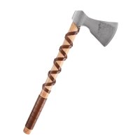 Cast Viking Axe Type F with Engraving and Leather Wrapping