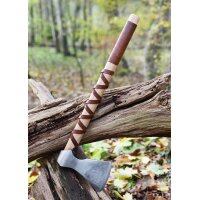Cast Viking Axe Type F with Engraving and Leather Wrapping