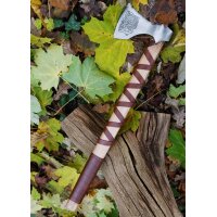 Cast Viking Axe Type E with Engraving and Leather Wrapping