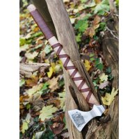Cast Viking Axe Type E with Engraving and Leather Wrapping