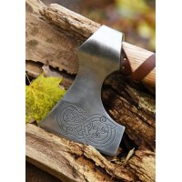 Cast Viking Axe Type D with Engraving and Leather Wrapping