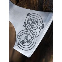 Cast Viking Axe Type D with Engraving and Leather Wrapping