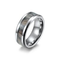 Wolframring „Steinn“ mit steinfarbener...