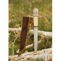 Viking Steel Knife with Wood and Bone Handle – Medieval Knife with Knotwork