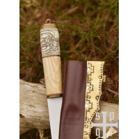 Viking Steel Knife with Wood and Bone Handle – Medieval Knife with Knotwork